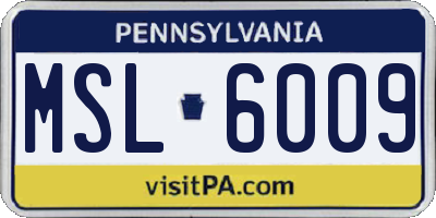 PA license plate MSL6009