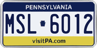 PA license plate MSL6012