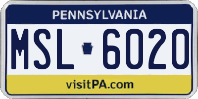 PA license plate MSL6020