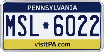 PA license plate MSL6022