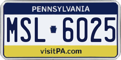 PA license plate MSL6025