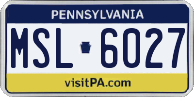 PA license plate MSL6027