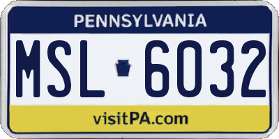 PA license plate MSL6032