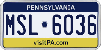PA license plate MSL6036