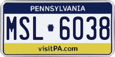 PA license plate MSL6038
