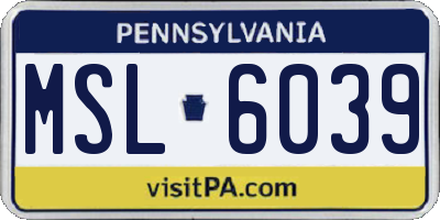 PA license plate MSL6039