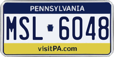 PA license plate MSL6048
