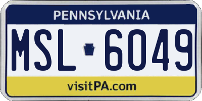 PA license plate MSL6049
