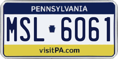 PA license plate MSL6061