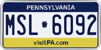 PA license plate MSL6092