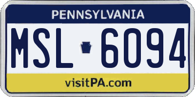 PA license plate MSL6094