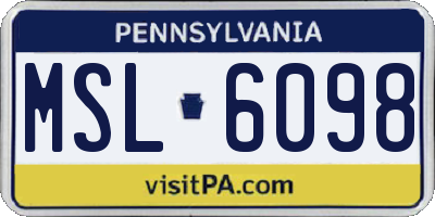 PA license plate MSL6098