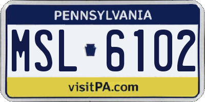 PA license plate MSL6102