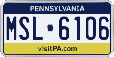 PA license plate MSL6106