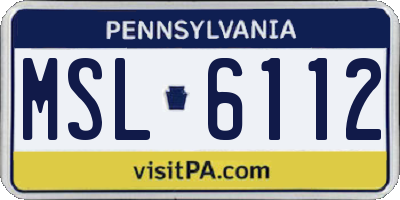 PA license plate MSL6112