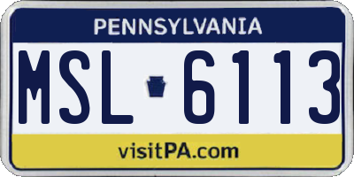 PA license plate MSL6113