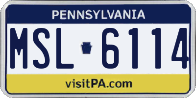 PA license plate MSL6114
