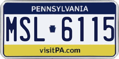 PA license plate MSL6115