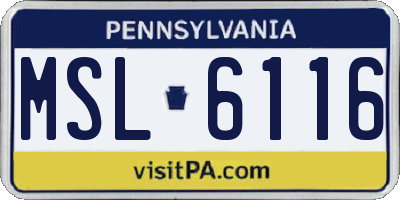 PA license plate MSL6116