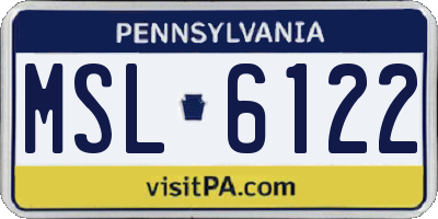PA license plate MSL6122