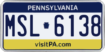 PA license plate MSL6138