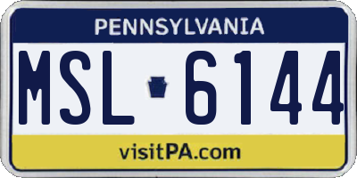 PA license plate MSL6144