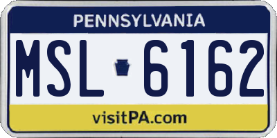 PA license plate MSL6162
