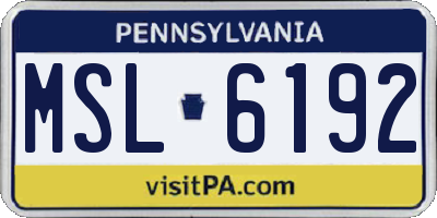 PA license plate MSL6192