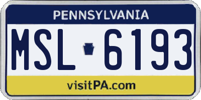 PA license plate MSL6193