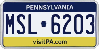 PA license plate MSL6203