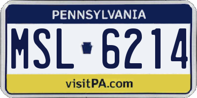 PA license plate MSL6214