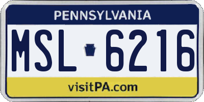 PA license plate MSL6216