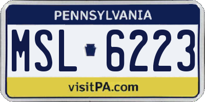 PA license plate MSL6223