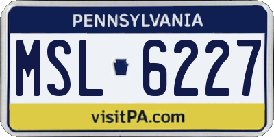 PA license plate MSL6227