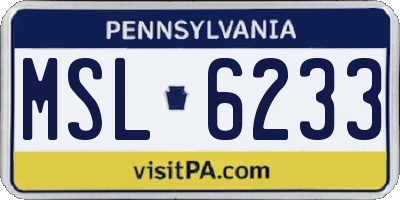 PA license plate MSL6233