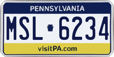 PA license plate MSL6234