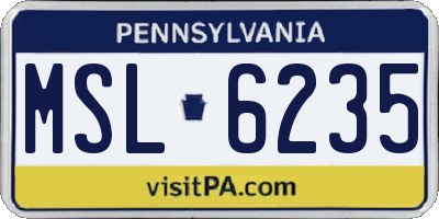 PA license plate MSL6235
