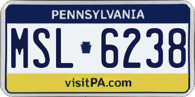 PA license plate MSL6238