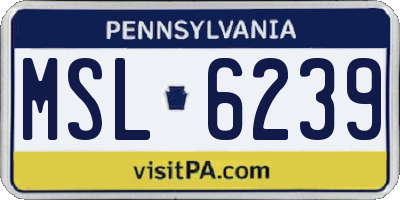 PA license plate MSL6239