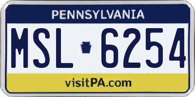 PA license plate MSL6254