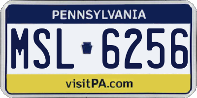 PA license plate MSL6256