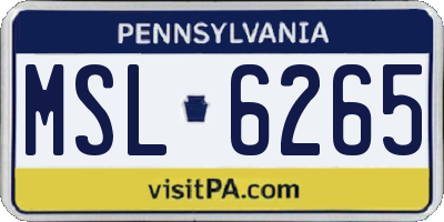 PA license plate MSL6265