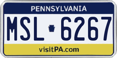 PA license plate MSL6267