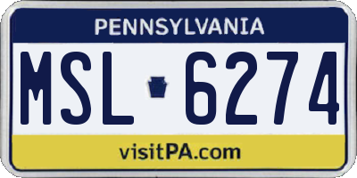 PA license plate MSL6274