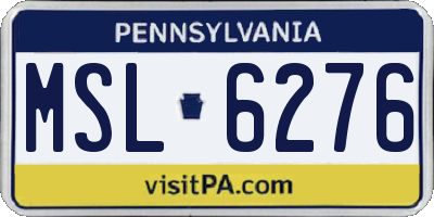 PA license plate MSL6276