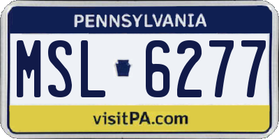 PA license plate MSL6277