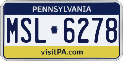 PA license plate MSL6278