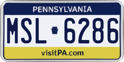 PA license plate MSL6286