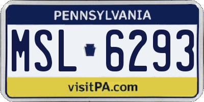 PA license plate MSL6293