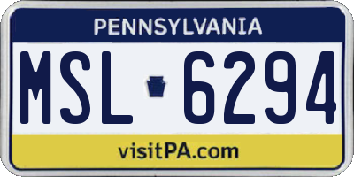 PA license plate MSL6294